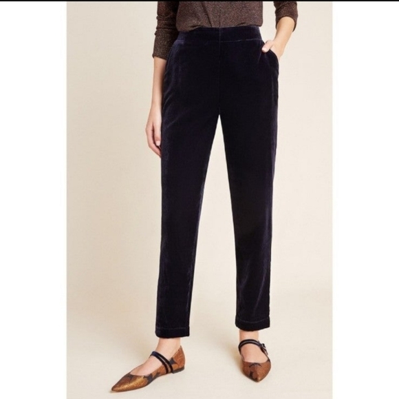 ANTHRO X Kachel Navy Velvet Pants 4 - Picture 3 of 8